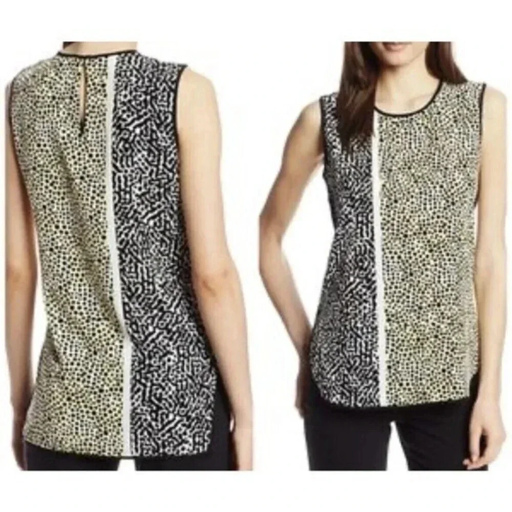 Vince Camuto Size 3X Animal Print Sleeveless Blouse Polyester​​‎